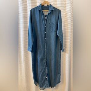 Frank & Eileen Rory Maxi Shirtdress in Vintage Stonewashed Indigo.